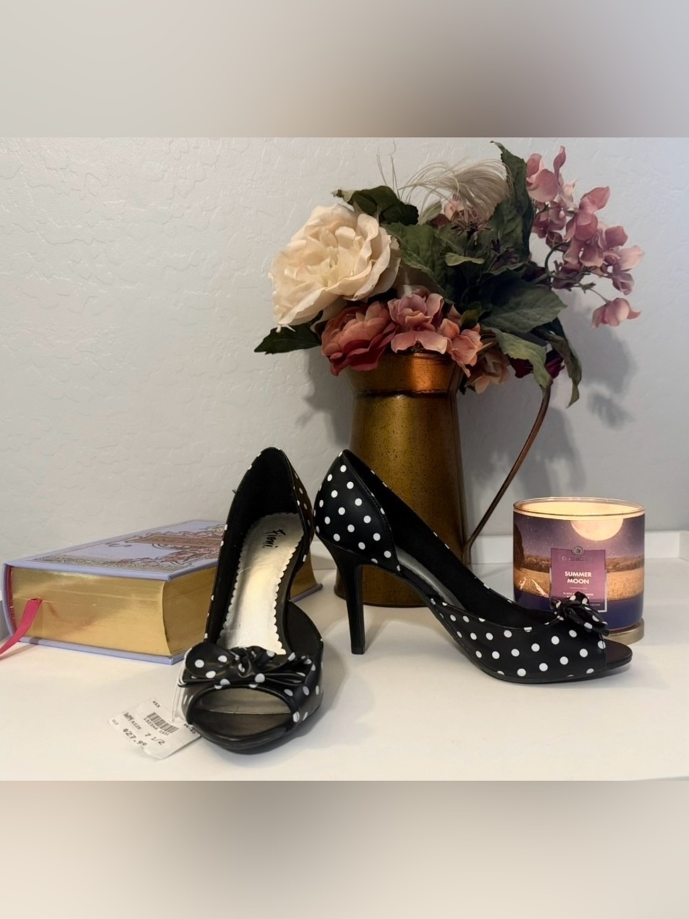 $5 Black Polka Dot Peep-Toe Heels New $5 WHEN BUNDLED WITH 3 OR MORE ITEMS